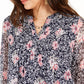Charter Club Women's Printed Split-Neck Top Blue Size Large