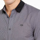 Armani Exchange Men's Slim-Fit Dobby Stripe Contrast Collar Shirt Gray Size Medium