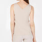 Anne Klein Women's Double V-Neck Sleeveless Top Beige Size X-Large