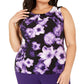 Calvin Klein Women's Plus Size Sleeveless Floral Pleat-Neck Top Black Size 1X