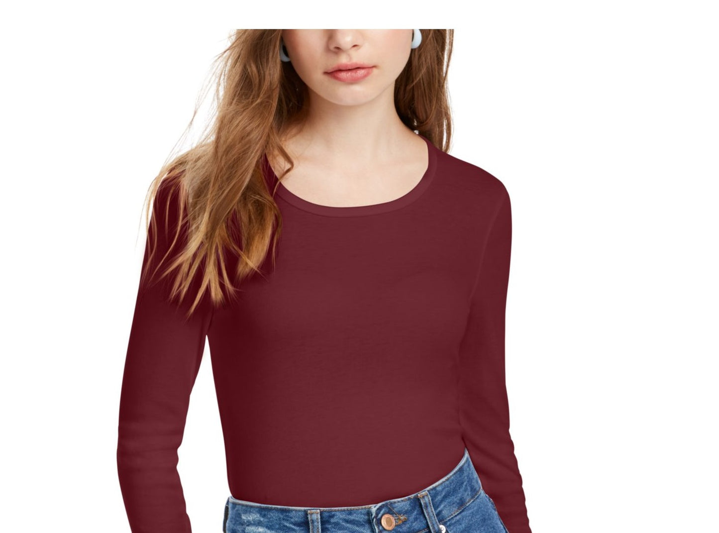 Splendid Women's Long Sleeve Scoop Neck Top Red Size Medium