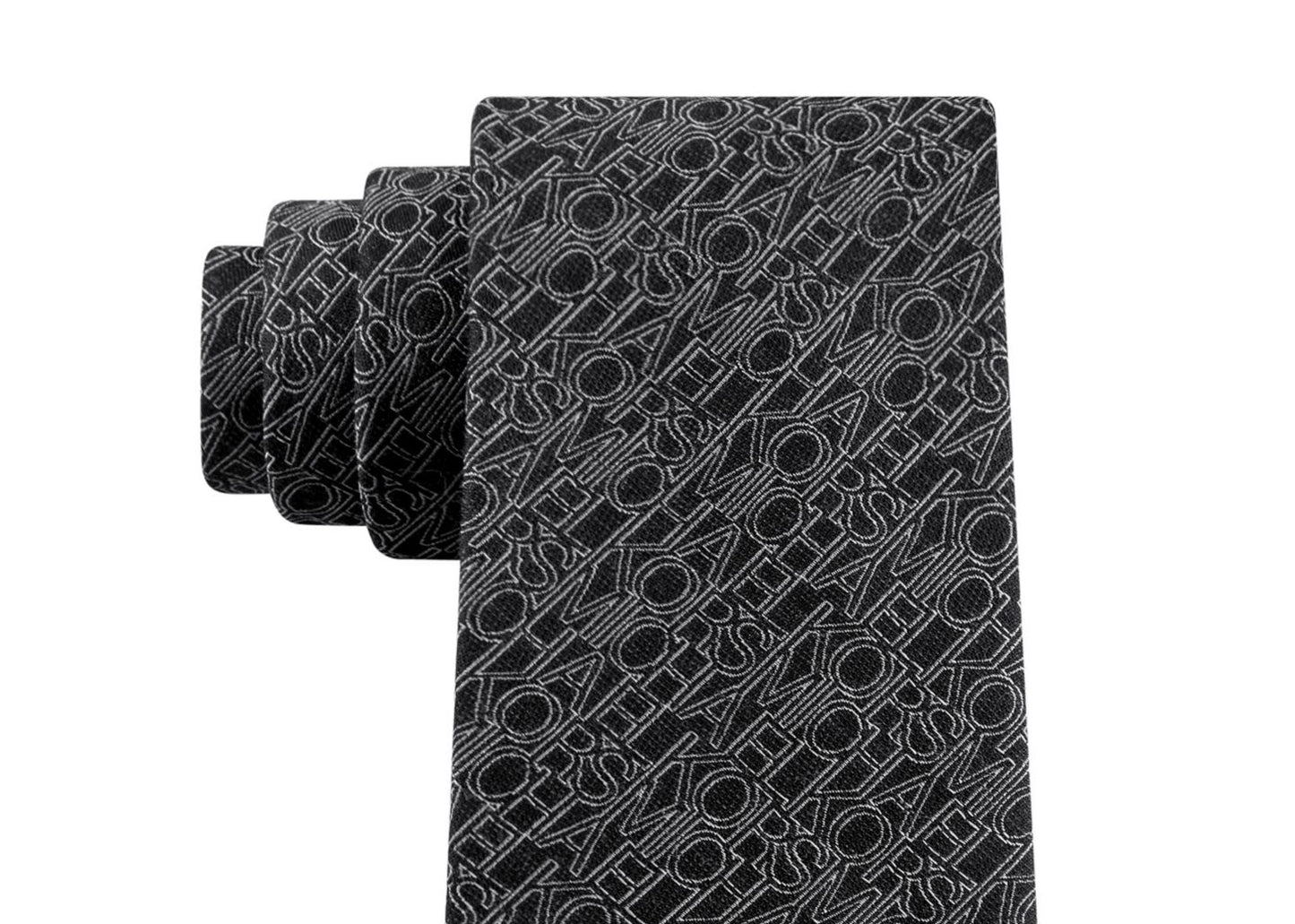 Michael Kors Men's Logo Graphic Slim Neck Tie Black One Size