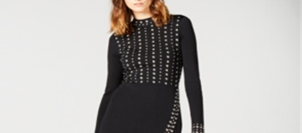 INC International Concepts Women's Studded Sweater Dress Black Size X-Small