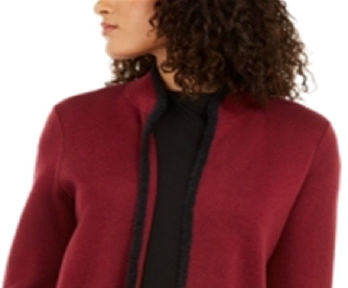 Alfani Women's Eyelash Trim Cardigan Red Size Petite