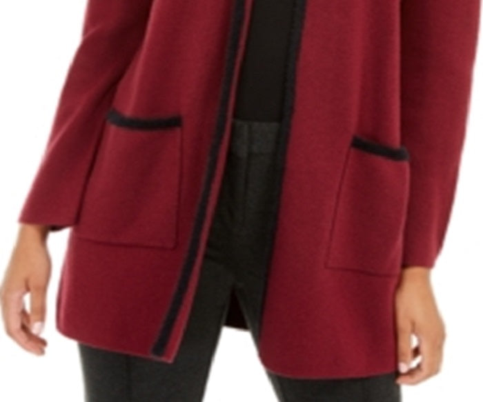 Alfani Women's Eyelash Trim Cardigan Red Size Petite