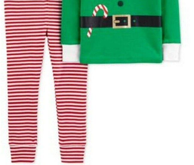 Carter's unisex Kids Sleep Bottoms Print Elf Pajama Set Green Size 18MOS