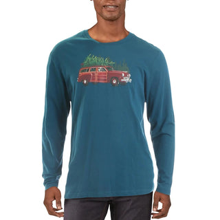 Club Room Men's Woodie Wagon Holiday Party T-Shirt Blue Size Small