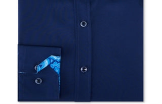 Tallia Men's Patterned Collared Work Dress Shirt Blue Size 32-33