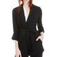 Bar III Women's Shawl Collar Belted Blazer Black Size X-Large