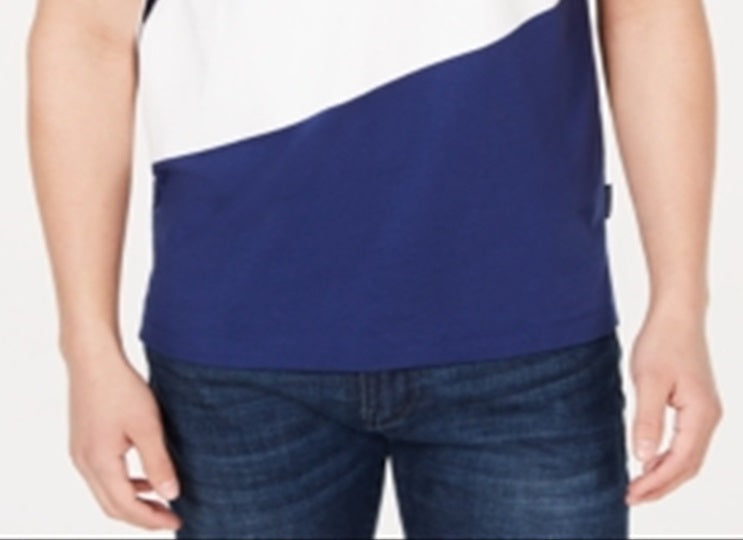 AX Armani Exchange Men's Colorblocked Logo Print Polo Shirt -Navy  Size XXL
