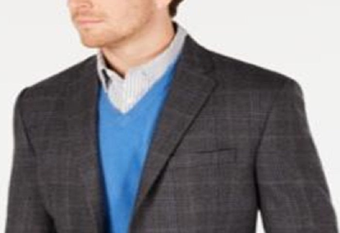 Ralph Lauren Men's Plaid Wool Sports Coat Gray Size 44