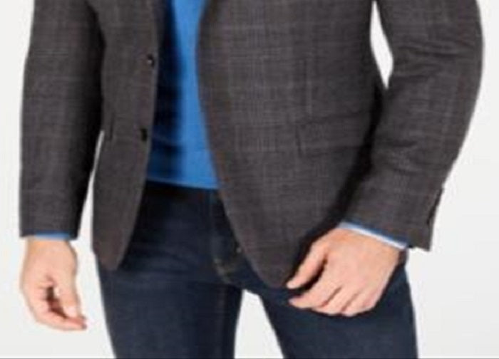 Ralph Lauren Men's Plaid Wool Sports Coat Gray Size 44