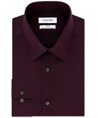 Calvin Klein Men's Steel Slim-Fit Non-Iron Stretch Performance Print Dress Shirt Red Size 34-35