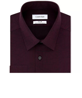 Calvin Klein Men's Steel Slim-Fit Non-Iron Stretch Performance Print Dress Shirt Red Size 34-35