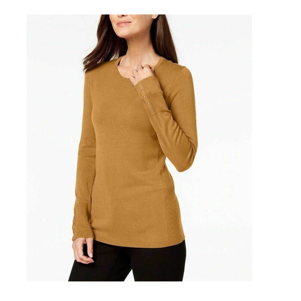 JM Collection Women's Studded-Cuff Sweater  Gold Size Small