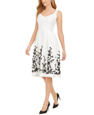 Donna Ricco Women's Floral Hem A Line Dress Gray Size 10