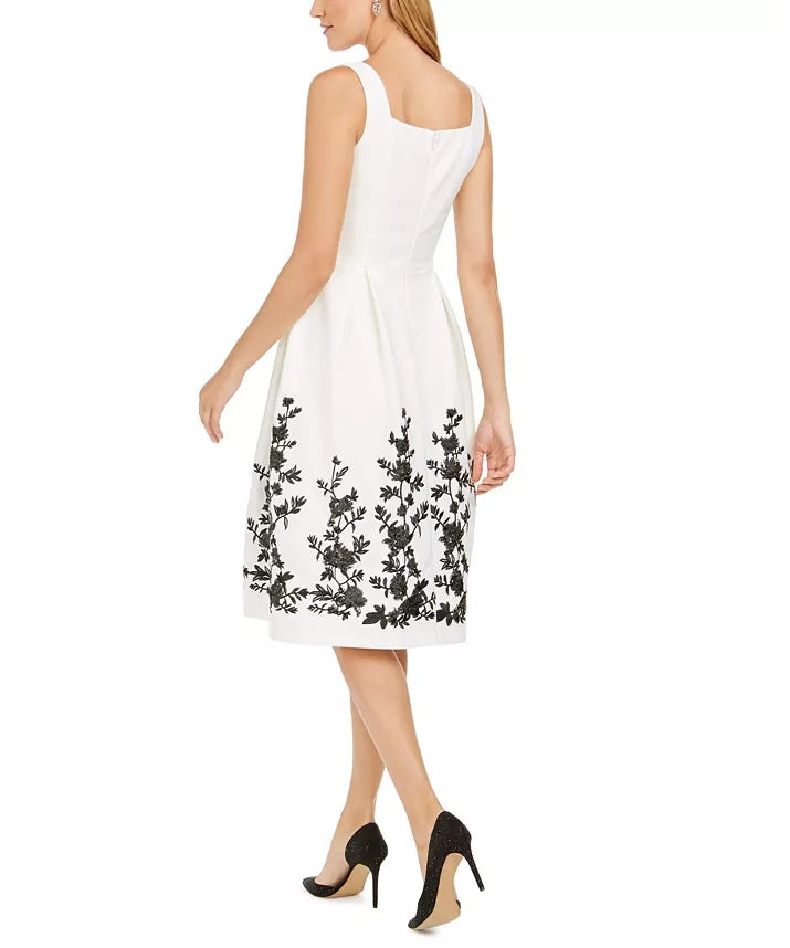 Donna Ricco Women's Floral Hem A Line Dress Gray Size 10