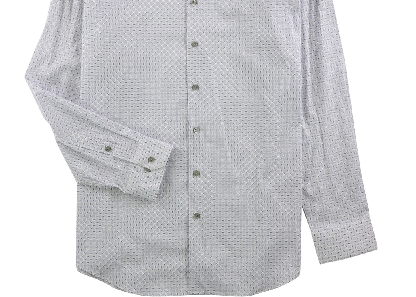Alfani Men's Circle Geometric Button up Dress Shirt White Size 32-33