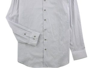 Alfani Men's Circle Geometric Button up Dress Shirt White Size 32-33