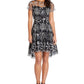 Adrianna Papell Women's Embroidered Illusion-Neck Dress Black Size 8