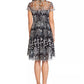 Adrianna Papell Women's Embroidered Illusion-Neck Dress Black Size 8