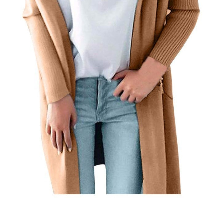 INC International Concepts Women's Pocketed Pocketed Long Sleeve Open Cardigan Sweater Brown Size Small