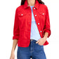 Charter Club Women's Denim Jacket Red Size LT