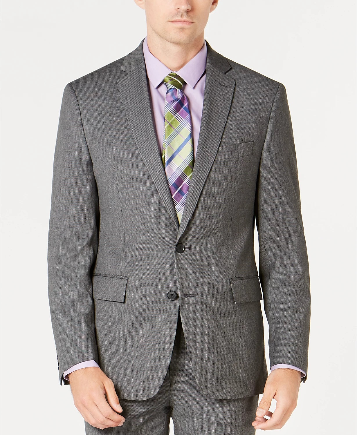 Ryan Seacrest Distinction Men's Ultimate Moves Modern-Fit Stretch Birdseye Suit Jacket Gray Size 38
