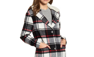 Levi's Women's Plaid Faux Fur Collar Jacket Red/plaid Size Large