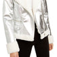 Bar III Women's Faux Fur Trim Motorcycle Jacket Gray Size Small
