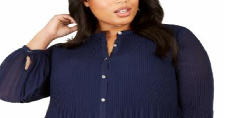 Alfani Women's Plus Pleated Completer Navy Size -0X