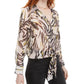 Bar III Women's Animal Print Sheer Blouse Pink Size Small