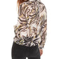 Bar III Women's Animal Print Sheer Blouse Pink Size Small