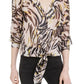 Bar III Women's Animal Print Sheer Blouse Pink Size Small