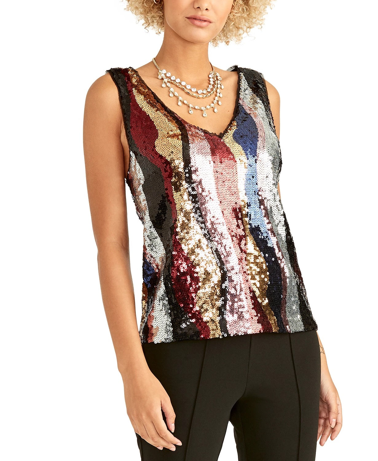 Rachel Roy Women's Veda Sequin Top Pink Size X-Large