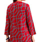 Charter Club Women's Cotton Printed Lace-Up Tunic Red Size Medium