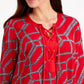 Charter Club Women's Cotton Printed Lace-Up Tunic Red Size Medium