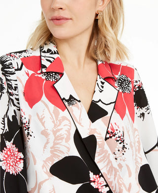 Alfani Women's Printed Surplice Blouse White Size X-Large