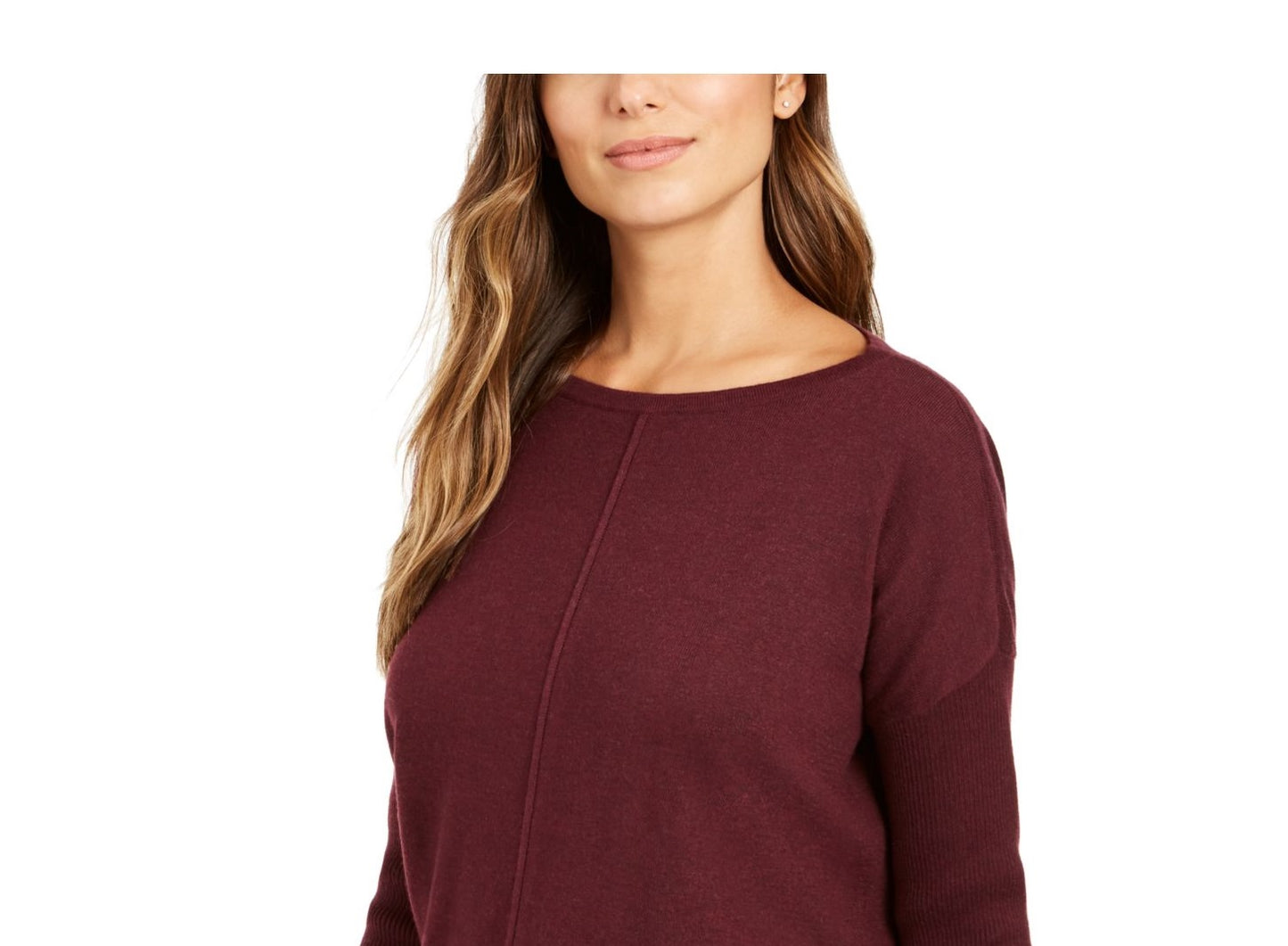 Style & Co Women's Vented Hem Long Sleeve Wear to Work Tunic Sweater Red Size Petite X-Large