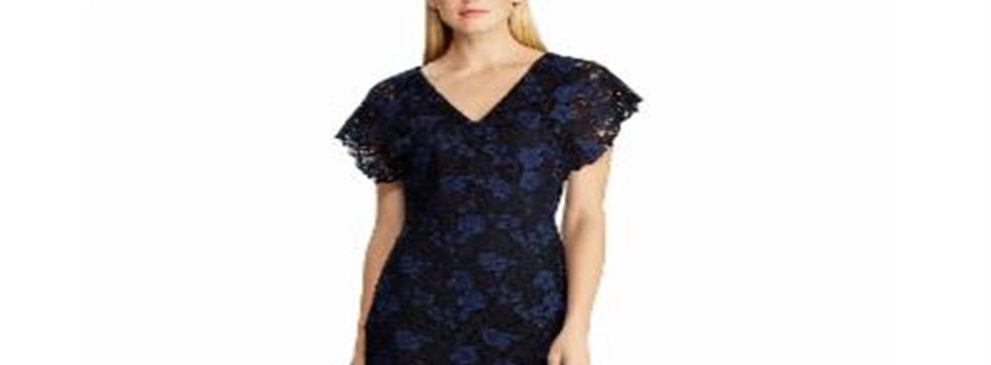 Ralph Lauren Women's Floral Lace Dress Blue Size 6