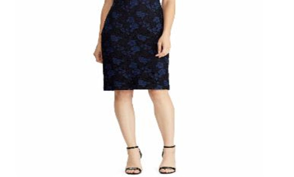 Ralph Lauren Women's Floral Lace Dress Blue Size 6