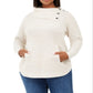 Style & C oWomen's Plus Button Trim Sweater White/Black Size 0X