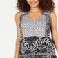 Style & Co Women's Printed Peasant Dress Black-White  Size M