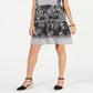 Style & Co Women's Printed Peasant Dress Black-White  Size M