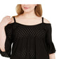 Michael Kors Women's Plus Blouse Cold Shoulder Eyelet Black Size 2X