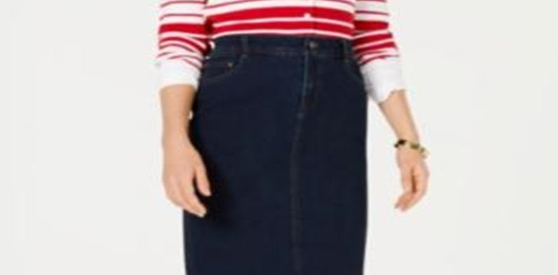 Charter Club Women's Denim Tummy Control Skirt Blue Size 8