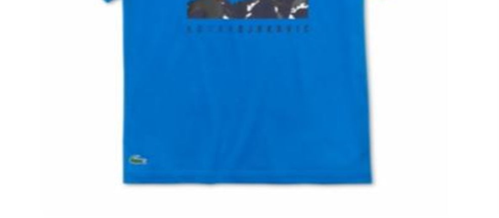 Lacoste Men's Performance Stretch Novak Djokovic Logo Graphic T-Shirt Blue Size XL