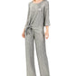 JM Collection Women's Metallic Crinkle Tie-Hem Top Gray Size XX-Large