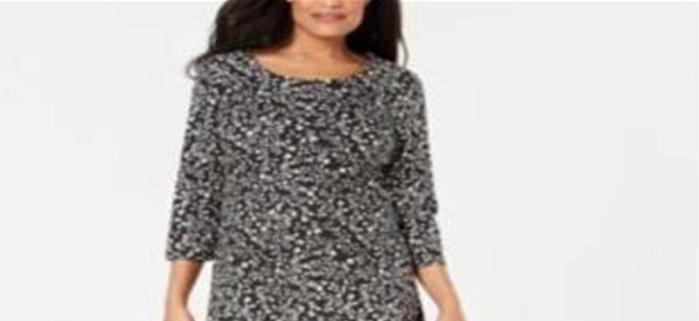 Karen Scott Women's Floral Print Swing Dress Black Size Petite L