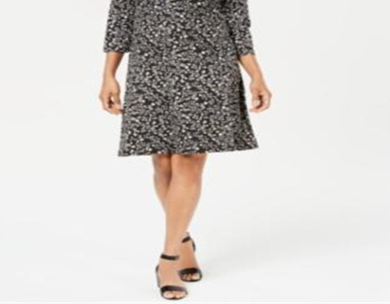 Karen Scott Women's Floral Print Swing Dress Black Size Petite L